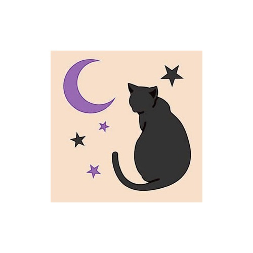 JAN 4511546027452 アイラブキャットシリーズ 彩蒔絵シール 猫と月 ブラック(1枚入) 東洋ケース株式会社 スマートフォン・タブレット 画像