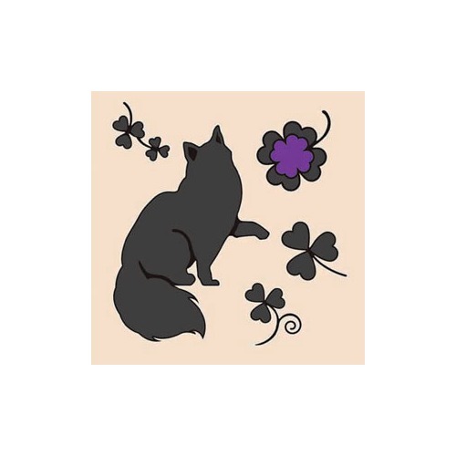 JAN 4511546027483 アイラブキャットシリーズ 彩蒔絵シール 猫とクローバー ブラック(1枚入) 東洋ケース株式会社 スマートフォン・タブレット 画像