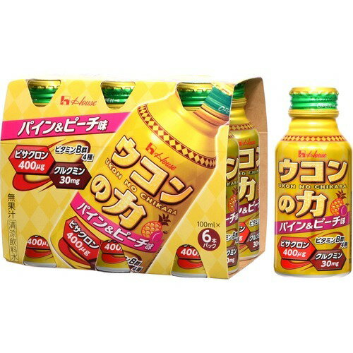 JAN 4530503012560 ウコンの力 パイン&ピーチ味(100ml*6本入) ハウスウェルネスフーズ株式会社 ダイエット・健康 画像