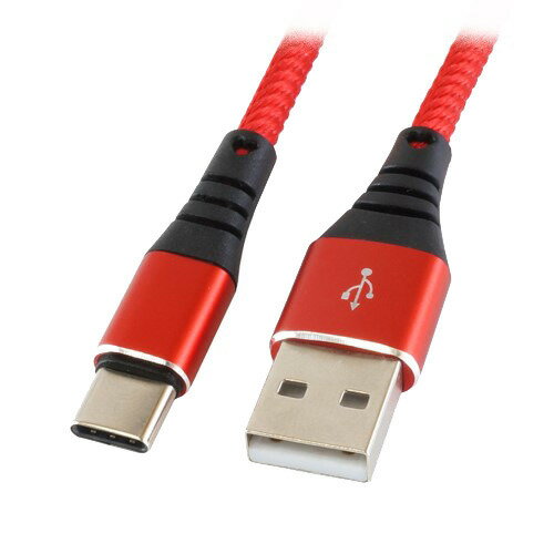 JAN 4533115064255 ホーリック USBケーブル USB A-USB Type-C 10cm レッド コットンメッシュケーブル(1個) 株式会社ホーリック パソコン・周辺機器 画像