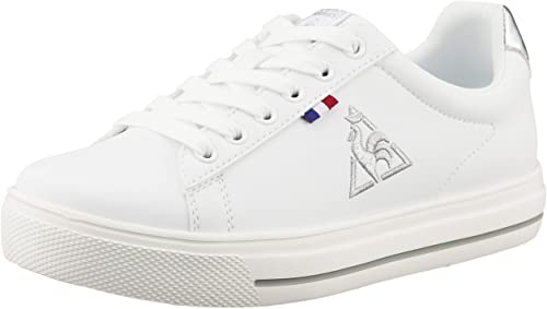 JAN 4536371110674 テルナ バウンドコート レディース サイズ：23.0cm カラー：ホワイト×シルバー #QL1NJC12WS 株式会社デサント 靴 画像