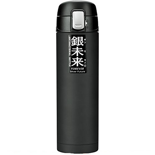 JAN 4537656013468 フォーエバー 銀未来 銀抗菌ボトル ワンタッチ型 490mL ブラック(1コ入) 株式会社フォーエバー キッチン用品・食器・調理器具 画像