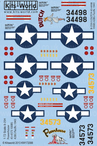 JAN 4545782019247 KW172088 キッツワールドデカール 1/72 米陸軍 B-25H ミッチェル“Power House”、米陸軍 B-25H ミッチェル“Dutch” プラッツ 有限会社プラッツ ホビー 画像