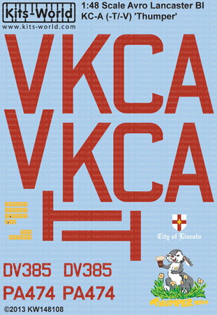 JAN 4545782020953 KW148108 キッツワールドデカール 1/48 アブロ ランカスター B.I“Thumper” プラッツ 有限会社プラッツ ホビー 画像