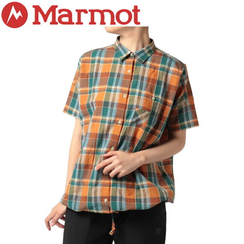 JAN 4548308715432 マーモット marmot Ws CL Plaid H/S Wide Shirt ウィメンズシーエルプラッドハーフスリーブワイドシャツ レディース TOWRJA74-GR 株式会社デサント レディースファッション 画像