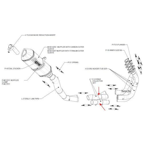 JAN 4548664656561 C-S13R2/2 アクラポビッチ (AKRAPOVIC) リペアコレクター  08年以降 ハヤブサ GSX1300R ステンレス 株式会社プロト 車用品・バイク用品 画像