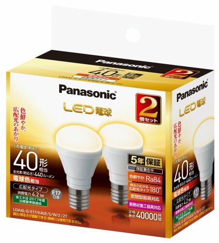 JAN 4549077970756 Panasonic LED電球E17広配光40形 LDA4L-G-E17/K40E/S/W/2/2T パナソニックオペレーショナルエクセレンス株式会社 インテリア・寝具・収納 画像