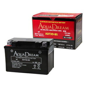 JAN 4549277300070 AQUADREAM シールド型 MFタイプ 液入充電済 オートバイ用 PLATINUMバッテリー ADTX9-BS 関西バッテリー株式会社 車用品・バイク用品 画像