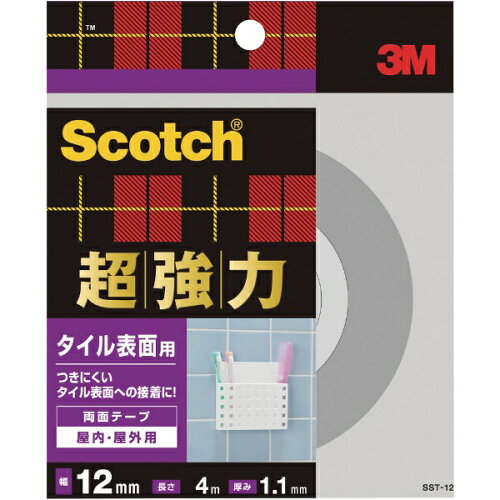 JAN 4549395875245 3Mジャパン｜スリーエムジャパン 3M スコッチ 超強力両面テープ タイル表面用 12mm×4m SST-12 スリーエムジャパン株式会社 日用品雑貨・文房具・手芸 画像