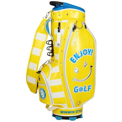 JAN 4560290034070 WINWINSTYLE キャディバッグ ENJOY GOLF Pearl NEW CART BAG イエロー CB-145 9.0型 /47インチ対応 /5分割 /4.0kg ばんどう紅茶園 スポーツ・アウトドア 画像