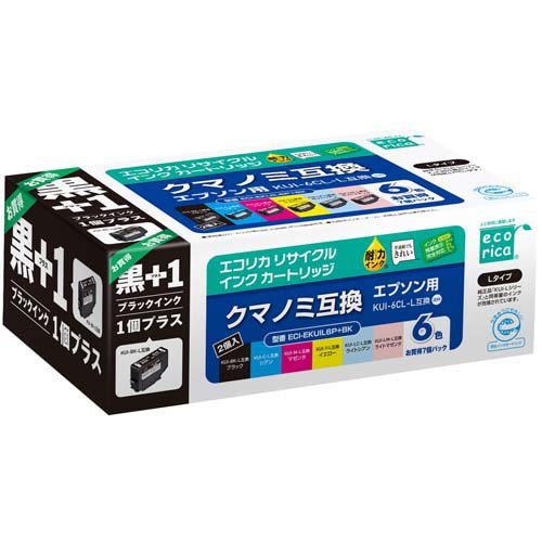 JAN 4562451409734 エコリカ エプソン用インクカートリッジ 6色パック+黒1本 ECI-EKUIL6P+BK(1個) 株式会社エコリカ パソコン・周辺機器 画像