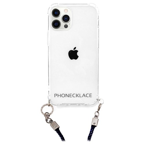 JAN 4570047544356 PHONECKLACE iPhone 12／12Pro ロープショルダーストラップ付きクリアケース ネイビー(1個) 株式会社ロア・インターナショナル スマートフォン・タブレット 画像