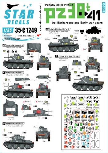 JAN 4573105652581 1/35 WWII ドイツ陸軍PzKpfw38 t プラガ戦車 バルバロッサ作戦と大戦初期 Star Decals 株式会社M.S Models ホビー 画像