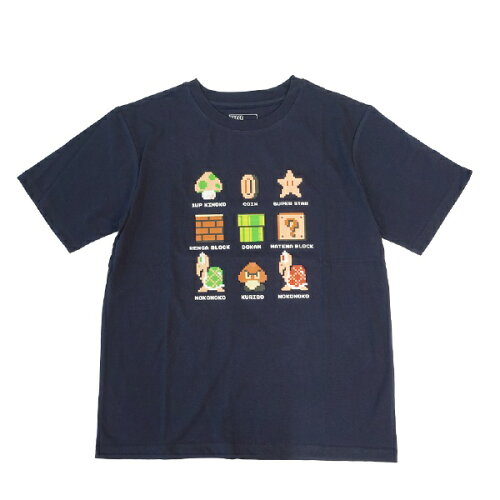 JAN 4580112091449 ファインプラス｜FINE PLUS スーパーマリオ ドット集合 Tシャツ NAVY S 22863235 株式会社ファインプラス おもちゃ 画像