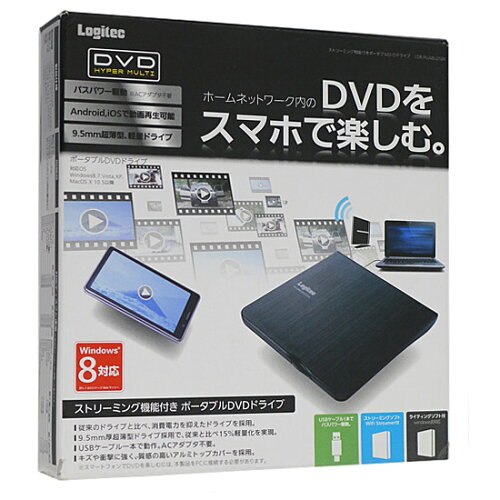 JAN 4580333550930 Logitec ストリーミング機能付きポータブルDVDドライブ(ブラック) LDR-PUA8U2SBK ロジテックINAソリューションズ株式会社 パソコン・周辺機器 画像