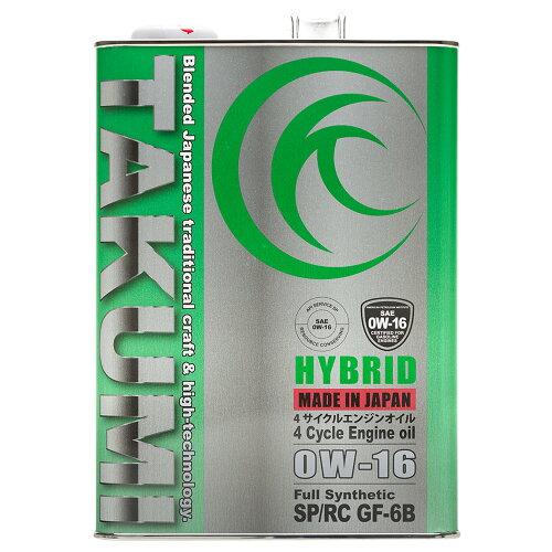 JAN 4582387562013 TAKUMIモーターオイル HYBRID 0W-16 4L hb001600401 株式会社AKTジャパン 車用品・バイク用品 画像