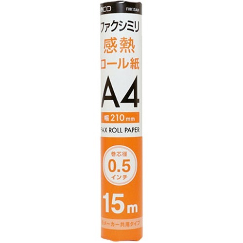 JAN 4589453405298 ミヨシ 各メーカー共用タイプ FAX用感熱ロール紙 15m巻 0.5インチ芯(10本入) 株式会社アッシー パソコン・周辺機器 画像