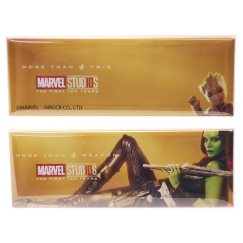 JAN 4589489755671 マーベル 10周年記念 バッジ スクエア 缶バッジ セット グルート＆ガモーラ MARVEL インロック コレクション ギフト 雑貨 キャラクター グッズ MARVELCorner ベルコモン 株式会社インロック ホビー 画像