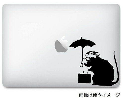 JAN 4589828362751 MacBook ステッカー/スキンシール バンクシー 傘を持ったネズミ ステッカータウン パソコン・周辺機器 画像