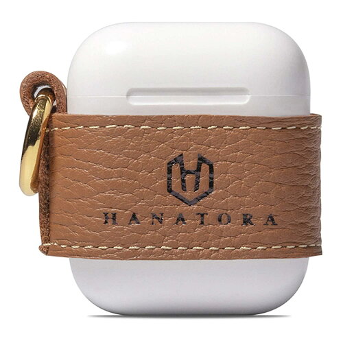 JAN 4589860721622 HANATORA AirPods ケース 本革 カバー 第1世代 第2世代 Wireless Charging Case シュリンクカーフレザー ベルトタイプ ハンドメイド 茶色 ブラウン キャメル Pods-Camel BlueSea株式会社 TV・オーディオ・カメラ 画像