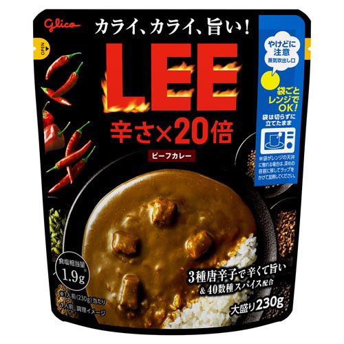 JAN 4901005000308 グリコ ビーフカレーLEE 大盛り 辛さ×20倍 230g 江崎グリコ株式会社 食品 画像