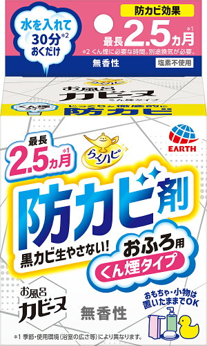 JAN 4901080085412 らくハピ お風呂カビーヌ 防カビ 無香性 くん煙タイプ(1個) アース製薬株式会社 日用品雑貨・文房具・手芸 画像