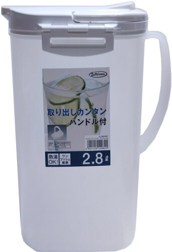 JAN 4901126129841 冷水筒 ピッチャー 大容量ハンディプッシュ 2.8L K-298NW(1コ入) 岩崎工業株式会社 キッチン用品・食器・調理器具 画像