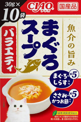 JAN 4901133272295 CIAO スープ 10袋入り まぐろスープバラエティ 30g×10袋 いなば食品株式会社 ペット・ペットグッズ 画像