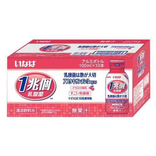 JAN 4901133293528 いなば 1兆個すごい乳酸菌 アスタキサンチン入り(100ml*10本入) いなば食品株式会社 水・ソフトドリンク 画像