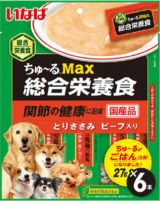 JAN 4901133345005 いなば 犬用ちゅ～るMax 総合栄養食 とりささみ ビーフ入り(27g*6本入) いなば食品株式会社 ペット・ペットグッズ 画像