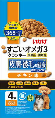 JAN 4901133381089 いなば すごいオメガ3 クランキー チキン味(180g*4袋入) いなば食品株式会社 ペット・ペットグッズ 画像