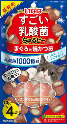 JAN 4901133814853 いなば食品 すごい乳酸菌ちゅるビ～ まぐろと焼かつお 10gX4 いなば食品株式会社 ペット・ペットグッズ 画像