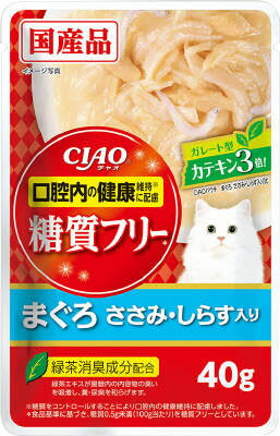 JAN 4901133835032 CIAO パウチ 糖質フリー まぐろ ささみ・しらす入り(40g) いなば食品株式会社 ペット・ペットグッズ 画像