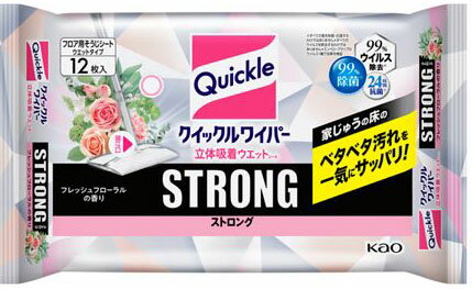 JAN 4901301407306 クイックルワイパー 立体吸着ウエットシート ストロング フレッシュフローラル(12枚入) 花王株式会社 日用品雑貨・文房具・手芸 画像