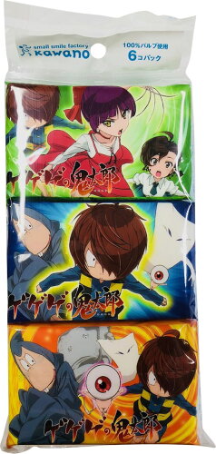 JAN 4901451163725 鬼太郎ポケットティッシュ 6P 河野製紙株式会社 日用品雑貨・文房具・手芸 画像