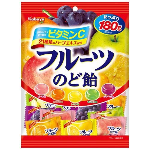 JAN 4901550227571 フルーツのど飴(180g) カバヤ食品株式会社 スイーツ・お菓子 画像