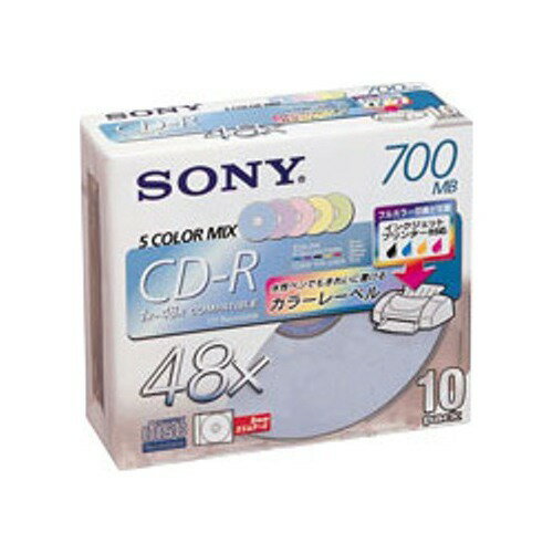 JAN 4901780838462 ソニー CD-R 700MB 48倍速対応 インクジェットプリンター対応 カラーミックス(10枚入) ソニーグループ株式会社 日用品雑貨・文房具・手芸 画像