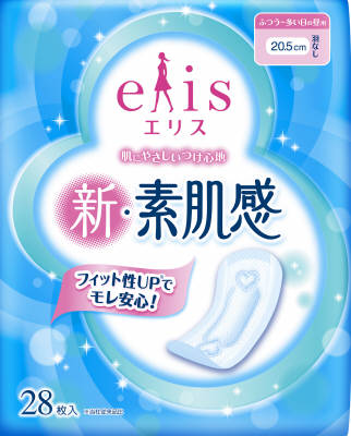 JAN 4902011880472 エリス 新・素肌感 ふつう-多い日の昼用 羽なし(28枚入) 大王製紙株式会社 医薬品・コンタクト・介護 画像