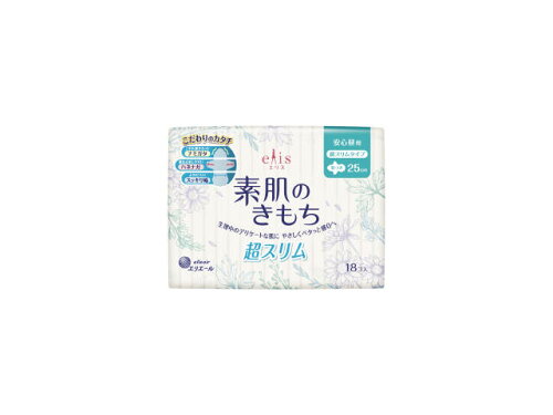 JAN 4902011887785 エリス 素肌のきもち 超スリム 安心昼用 羽つき 25cm(18枚入) 大王製紙株式会社 医薬品・コンタクト・介護 画像