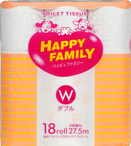 JAN 4902144693635 ハッピィファミリーレギュラー 18ロールダブル 西日本衛材株式会社 日用品雑貨・文房具・手芸 画像