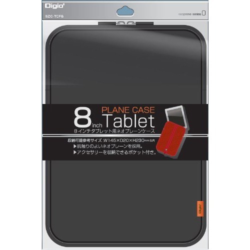 JAN 4902205411673 Digio2 8インチタブレットPC用 ネオプレーンケース ブラック SZC-TCF8BK(1コ入) ナカバヤシ株式会社 スマートフォン・タブレット 画像