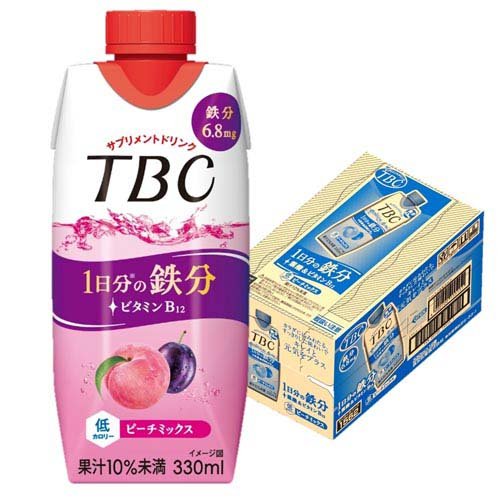 JAN 4902720155151 TBC 1日分の鉄分 ピーチミックス(330ml×12本入) 森永乳業株式会社 水・ソフトドリンク 画像