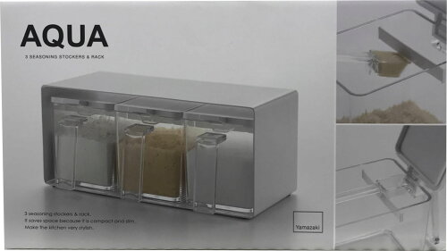 JAN 4903208035767 調味料ストッカー3コ＆ラック アクア ホワイト(1セット) 山崎実業株式会社 キッチン用品・食器・調理器具 画像