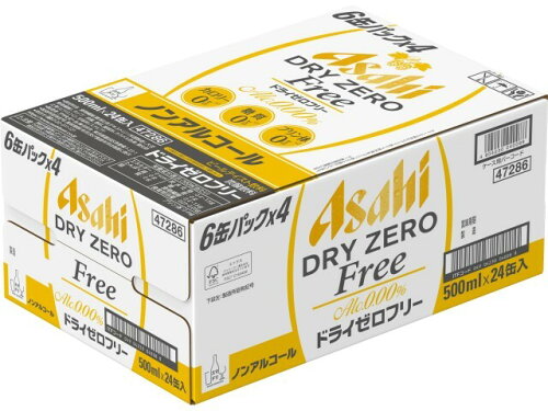 JAN 4904230040088 ドライゼロフリー缶500ml　6缶パック×4 アサヒビール株式会社 ビール・洋酒 画像