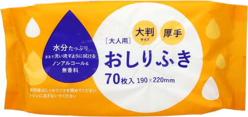 JAN 4904681810896 大人用おしりふき大判70枚入 大和物産株式会社 日用品雑貨・文房具・手芸 画像