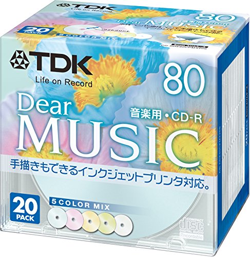 JAN 4906933603003 TDK 音楽用CD-R 80分 インクジェット対応 5色カラーミックス CD-RDE80CPMX20S(20枚入) TV・オーディオ・カメラ 画像