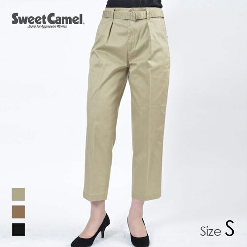 JAN 4930403158878 Sweet Camel/スウィートキャメル レディース チノ ベルテッド ワイドパンツ 82 カーキ/サイズS SC5324 タカヤ商事株式会社 レディースファッション 画像