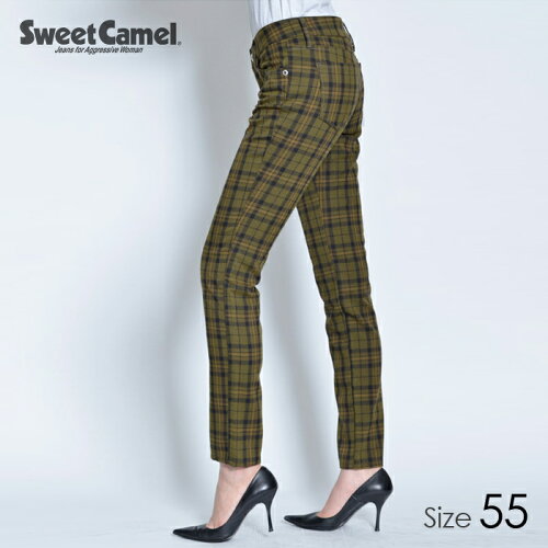 JAN 4930403998115 Sweet Camel/スウィートキャメル チェック柄テーパードストレート パンツ 86=オリーブチェック/サイズ55 タカヤ商事株式会社 レディースファッション 画像