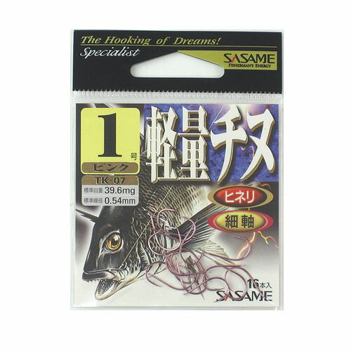 JAN 4941430009422 ささめ針　軽量チヌ　ピンク　（TK-07）　サイズ：1号 株式会社ささめ針 スポーツ・アウトドア 画像