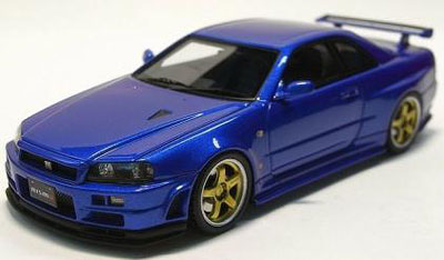 JAN 4944258088006 MIRAGE レジンモデル 1/43 Nismo R34 GT-R S-tune Bayside Blue hpi 株式会社エイチ・ピー・アイ・ジャパン おもちゃ 画像